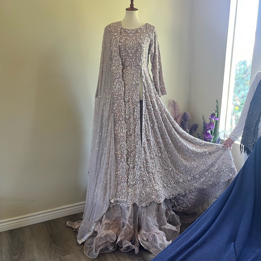 Saba Asad Mauve Beaded bridal maxi 3 pieces